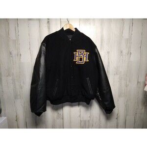 VTG Rennoc Classic Wool And Leather Varsity Letterman Jacket Black